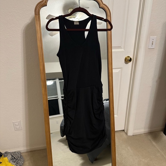 Calia by Carrie Underwood Double Layer Ruched Jersey Dress Black XS - Picture 2 of 5